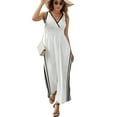 thumbnail image 2 of Simple Black And White Stripes Dress Summer Street Style Bohemia Long Dresses Female Sleeveless Printed Maxi Dress, 2 of 9