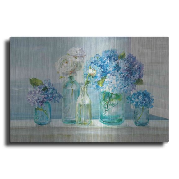 Luxe Metal Art 'A Beautiful Day at the Beach' by Danhui Nai, Metal Wall Art, 16"x12"