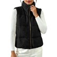 thumbnail image 2 of TGSLY Sherpa Fleece Vest Jacket for Women Warm Soft Stand Collar Zip Up Solid Color Coat Loose Casual Sleeveless Fall Winter Gilet with Pockets L, 2 of 8