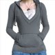 thumbnail image 1 of Sudadera con Capucha para Mujer, de Otoño, de Larga, Holgada, con Encaje, Cuello en V y Bolsillos. Gris M, 1 of 6