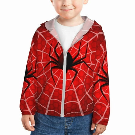 

Ocsxa Spider Web1 Print Kids Active Zipper Sun Protection Jacket Boys Girls Hooded Cooling Shirt-18 Months