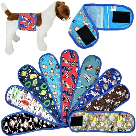 PACK of 3 or 9 WASHABLE Dog Male Diapers BELLY BAND Wrap Reusable for SMALL Pet sz XXS: waist: 8