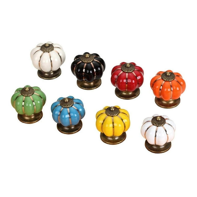 8pcs Pumpkin Ceramic Handles 38mm Drawer Knobs Cupboard Door Handles Single Hole Cabinet Handles