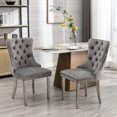 thumbnail image 2 of Velvet Dining Chair, Tufted Back w/ Nailhead & Chrome Legs, Set of 2, Solid Wood, 2 of 10
