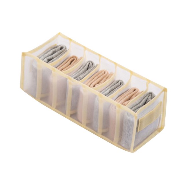 Puntoco 1 caja de almacenamiento de ropa interior de 7 compartimentos con compartimentos para calcetines, sujetador y bragas, almacenamiento en el hogar