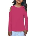 thumbnail image 6 of Efsteb Girls Long Sleeve Shirts Kids Solid Color Graphic Tee Crew Neck Long Sleeve T Shirts Soft Comfy Loose Casual Pullver (Hot Pink,11 Years), 6 of 6