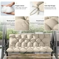 thumbnail image 3 of Kimunuk Outdoor Swing Cushion , 60" X 40" X 5" Waterproof Bench Chair Replacement Cushion with 6 Ties for Patio Porch, Cream, 3 of 7