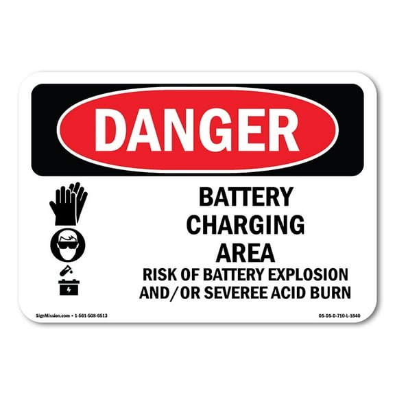 OSHA Danger Sign - Battery Charging Area Risks | Decal | Protect Your Business, Construction Site, Warehouse & Shop Area |  Made in The USA