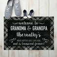 thumbnail image 2 of Personalized Planet 27x18 Treasured Forever Welcome to Grandma and Grandpa Doormat with Custom Family Name Printed on Black Rectangular 1/4” Thick Non Slip Mat for Kitchen Hallway Deck or Porch, 2 of 6