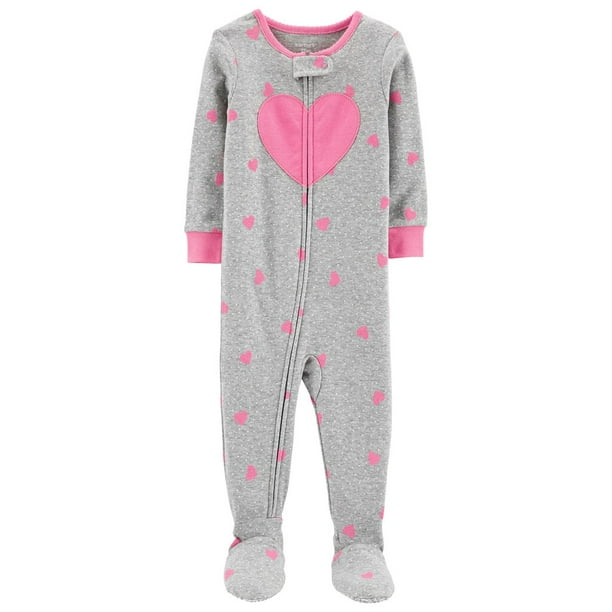 Carter's Carter's Toddler Girls Heart Print Footed Pajamas Gray Size