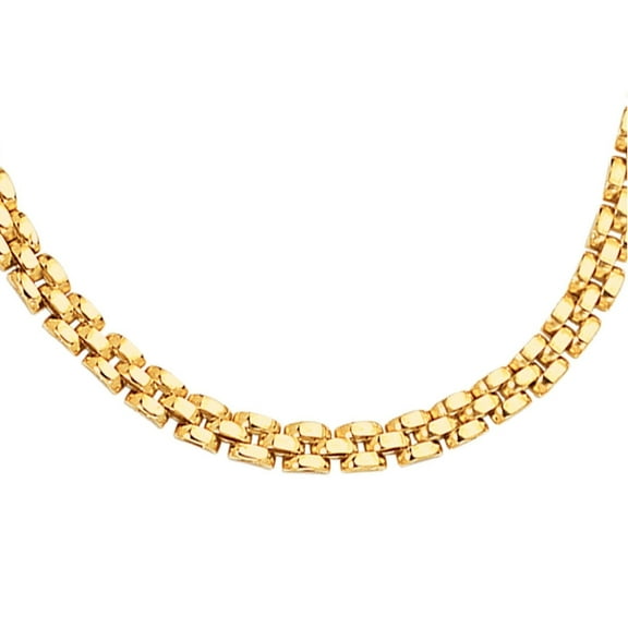 JewelStop 14k Yellow Gold Polished Finish 4mm Panther Chain Necklace with Box Clasp - 17"