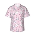 thumbnail image 2 of Yiaed Cute Rabbit Flower Print Hawaiian Shirt for Men Short Sleeve Button Down Shirts Beach Shirts for Men-Medium, 2 of 5