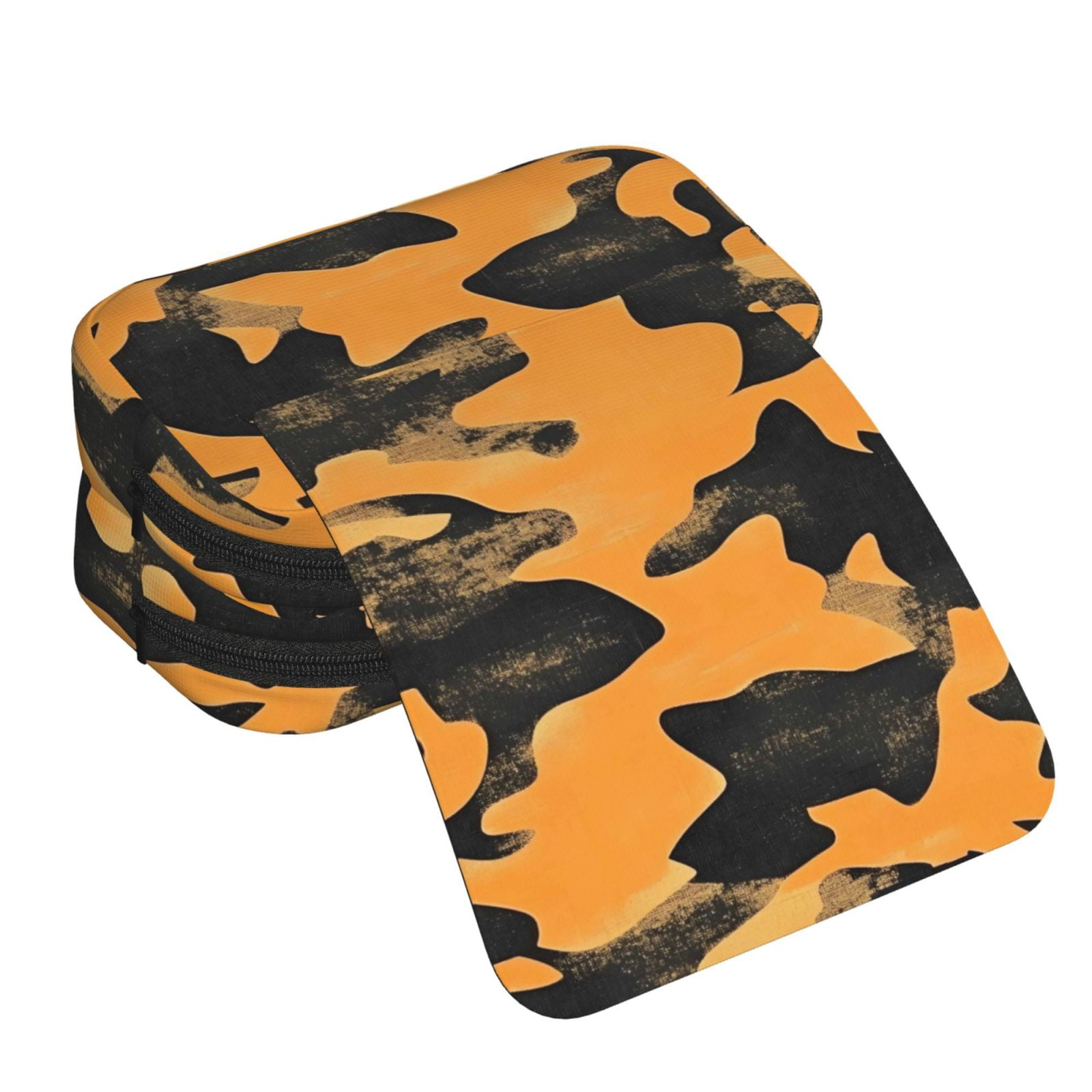 Large-Capacity Flip-Top Double-Layer Pencil Case, Multi-Functional Pocket Pen Case, Durable Stationery Organizer Texture Camo Army Orange_3