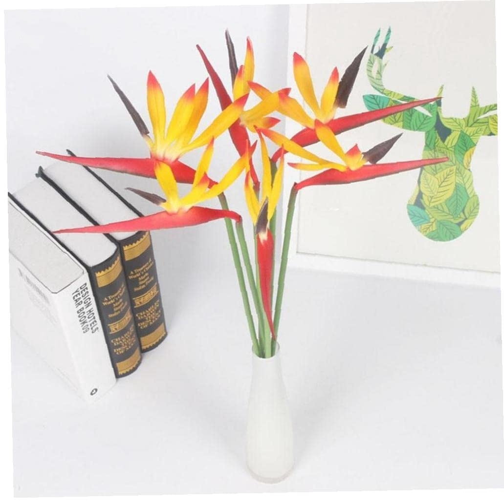 MODANU 20Pcs Bird of Paradise Greenery Plants, 22" Artificial Flowers Large Elegant Flowers Faux Flowers Bouquet Suitable for DIY Home Decor Party Theme Display (Yellow)