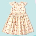 thumbnail image 5 of Aline Floral Dress Girls Ruffle Sleeve Casual Cute Summer Dresses Cotton Going Out Trendy Outfits Beige, 6 Years, 5 of 5