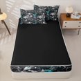 thumbnail image 4 of Homewish Gothic Sugar Skull Zipper Queen Comforter Set with Fitted Sheet and 2 Pillowcases,Happy Halloween Zipper Bedding Set,Teal,Black Reversible,4pcs, 4 of 8