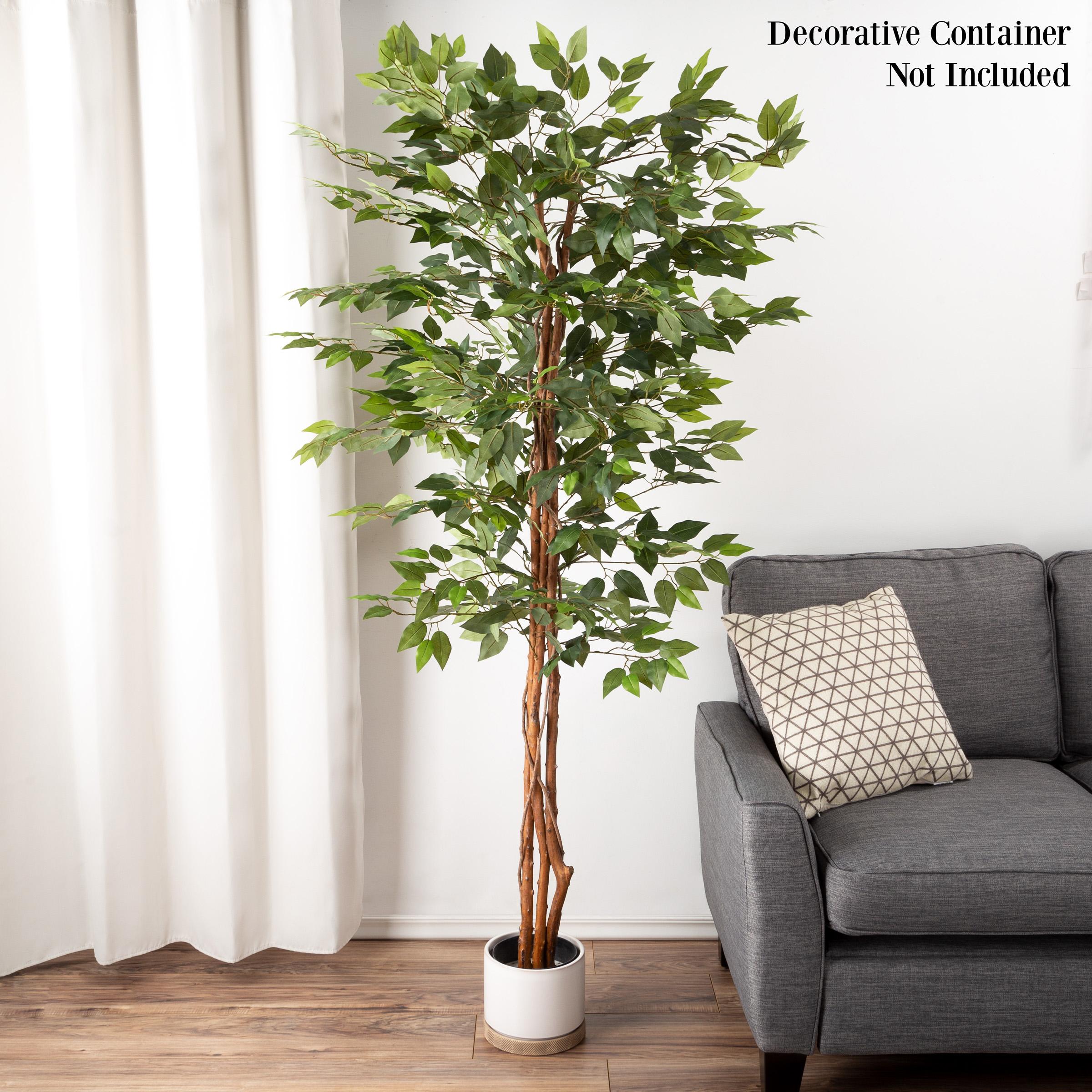 Artificial Ficus Tree- 80-Inch Potted Silk Tree - Indoor Faux Plant by Pure Garden - Walmart.com 