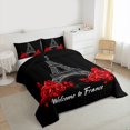 thumbnail image 3 of Homewish Red Rose Bedding Comforter Set,France Prias Eiffel Tower Twin Comforter Sets,Valentine'S Day Theme Bedding Set For Men Women,Ultra Soft Home Decor Reversible,2pcs, 3 of 8