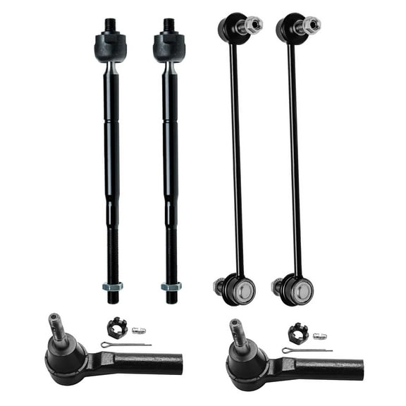 Detroit Axle - Front 6pc Suspension Kit for 11-14 Chrysler 200, 07-10 Sebring, 09-14 Dodge Avenger, 4 Inner Outer Tie Rods 2 Sway Bar Links 2007 2008 2009 2010 2011 2012 2013 2014 Replacement