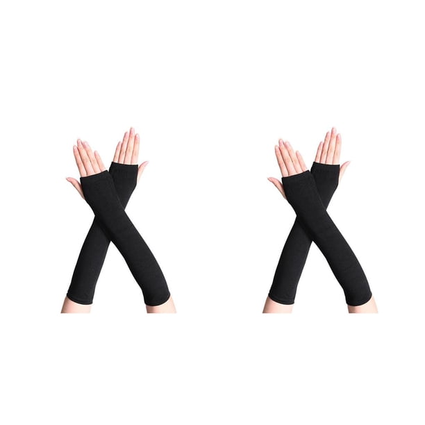 Naiovety 1 par de guantes largos sin dedos, cómodo tejido artesanal, Otoño Invierno, niñas, cubiertas de brazo, cubierta de mano para al aire Negro 2piezas Naiovety CBP207932