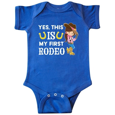 

Inktastic Yes this IS my First Rodeo- cowgirl in hat and boots Gift Baby Girl Bodysuit