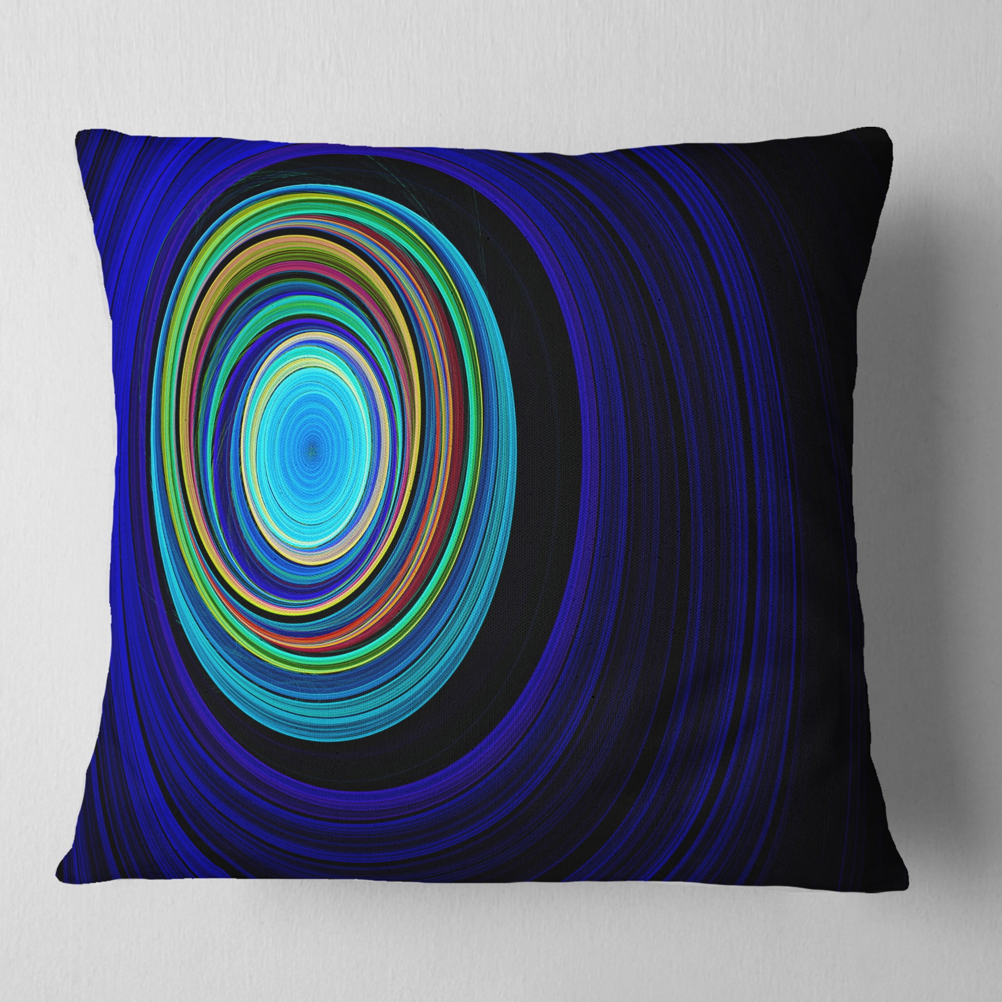 Designart Endless Tunnel Blue Ripples - Abstract Throw Pillow - 16x16