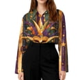 thumbnail image 6 of Mardi Gras Casual Shirt for Women, Long Sleeve Spring Carnival Outfit for Daily and Festival Use, 6 of 6