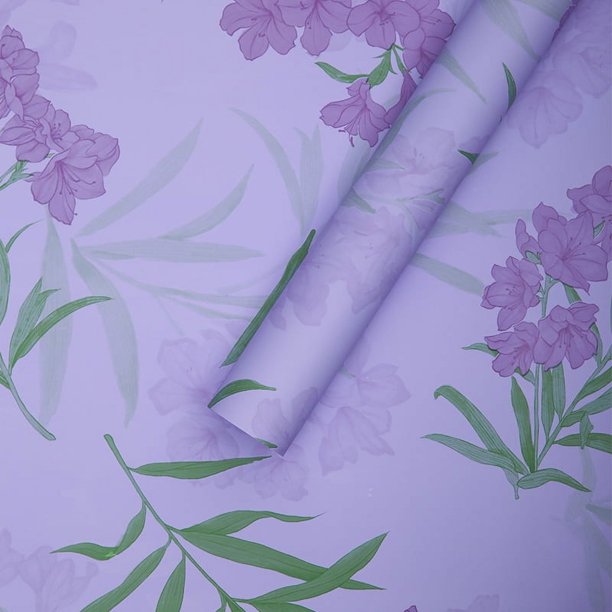 Zhuge Papel de embalaje para caja de regalo, papel de embalaje con estampado de flores de durazno retro resistente al agua (morado)