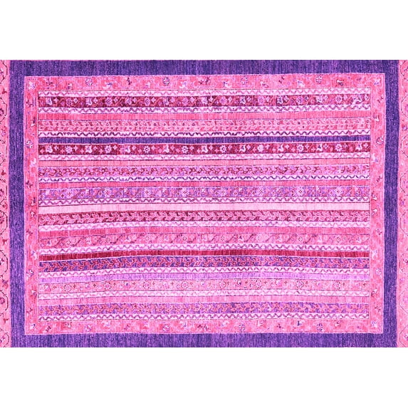 Ahgly Company Indoor Rectangle Abstract Pink Modern Area Rugs, 7' x 10'