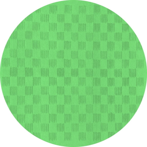 Ahgly Company Indoor Round Checkered Emerald Green Modern Area Rugs, 7' Round