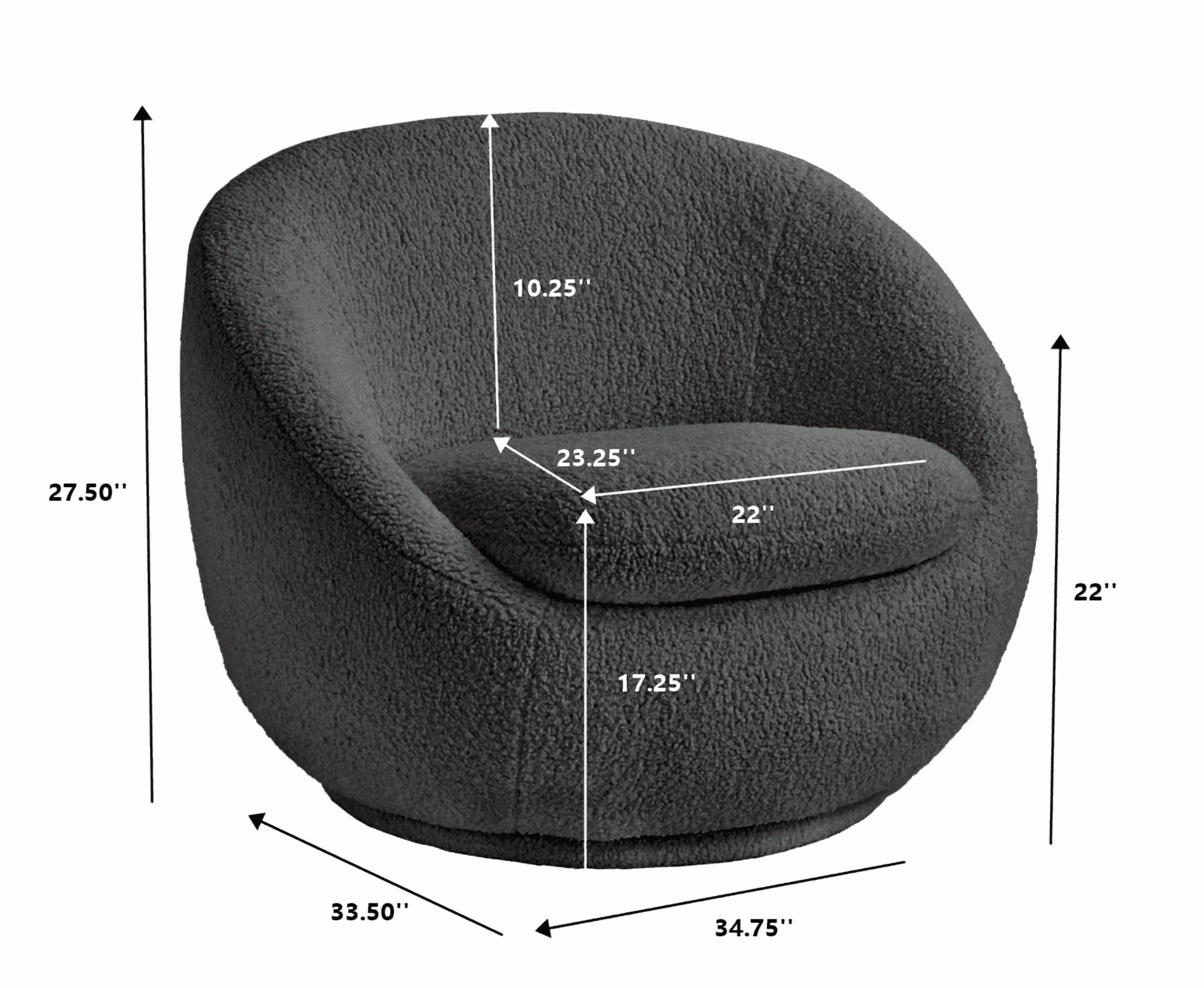 Better Homes & Gardens Mira Swivel Accent Chair, Gray Shearling