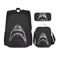 thumbnail image 1 of Easygdp Black And White Shark Mochila para Niños y Niñas con Set de Caja de Almuerzo y Estuche para Lápices 3 en 1, Mochila Escolar Estampada para Adolescentes, 1 of 7