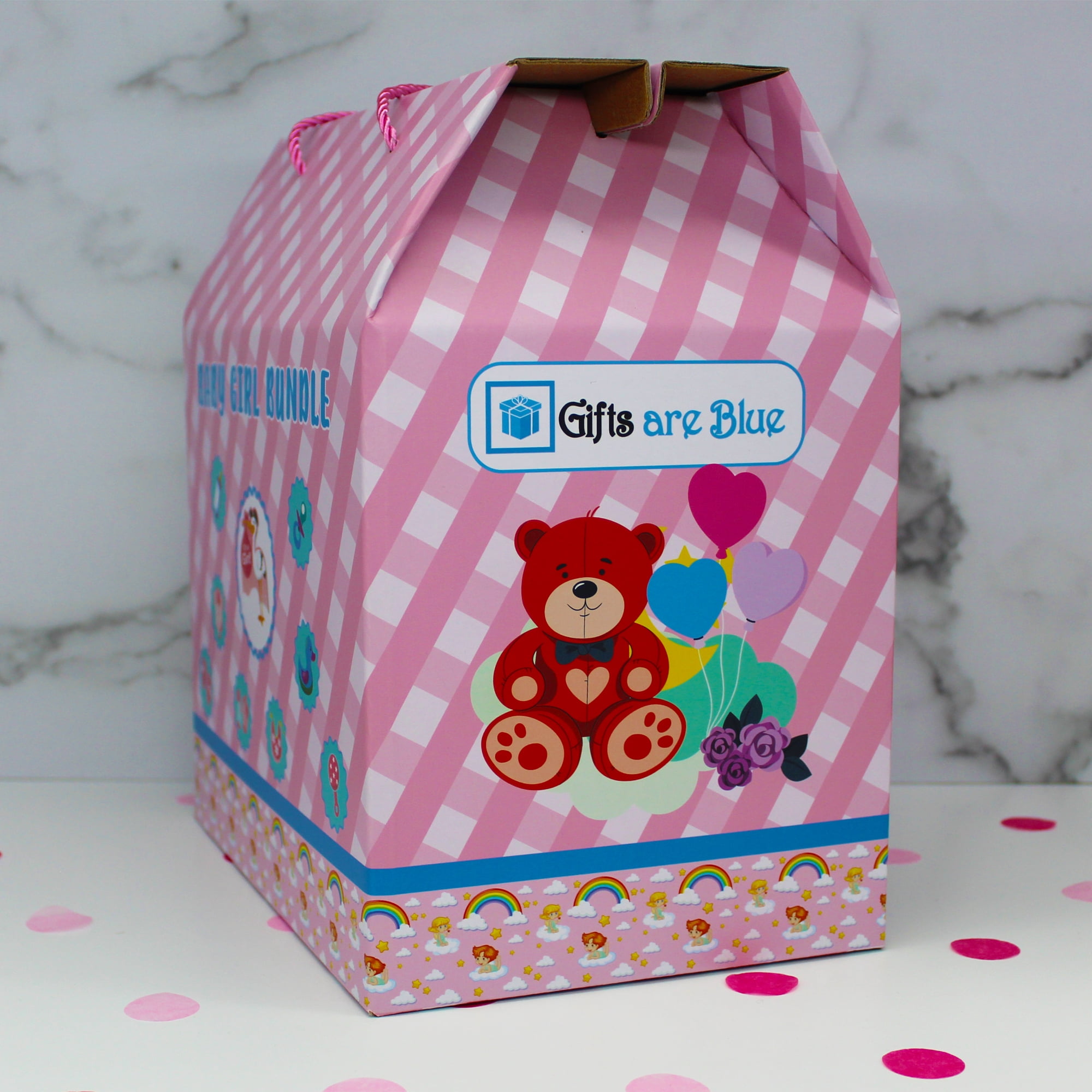 Gifts Are Blue Baby Girl Bundle Gift Set with Essentials, Toys & Accessories for 1st Year, 12 Items