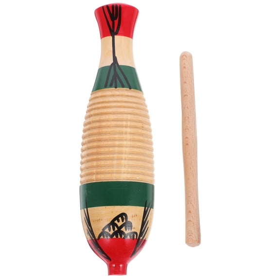 1 Set Wooden Guiro Percussion Instrument Beginner Guiro Percussion Instrument for Kids with Stick