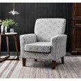 thumbnail image 1 of Sillón de mezcla de poliéster con patrones, marco de madera de abedul sólido con piernas cónicas marrones, silla de acento acolchada de espuma con detalle de adorno para la oficina de la sala de estar, 1 of 5