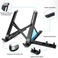 thumbnail image 2 of Soporte para Laptop, Base Refrigerante Computadora Ajustable con Múltiples Ángulos, Soporte Laptop Portátil y Plegable, Base Ergonomico para Laptop y Tabletas con Soporte para Celular (ABS Negro), 2 of 4