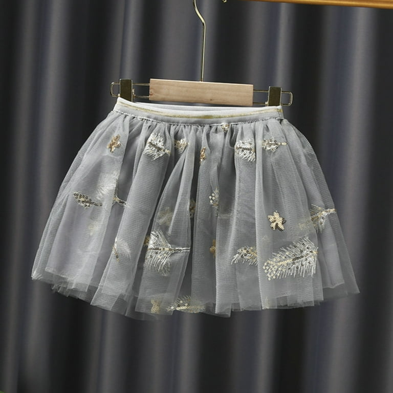 Toimothcn Toddler Girls Tutu Skirts Casual Feather Embroidery Mesh