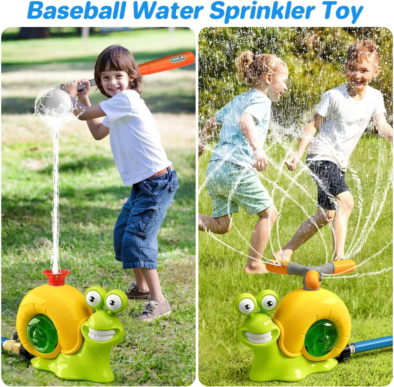 Water Sprinkler, Outdoor Water Spray Toy with Baseball Game Play, Garden Hose Splash Toy for Backyard Summer Fun