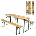 thumbnail image 1 of Costway 3 PCS Beer Table Bench Set Folding Wooden Top Picnic Table Patio Garden, 1 of 10
