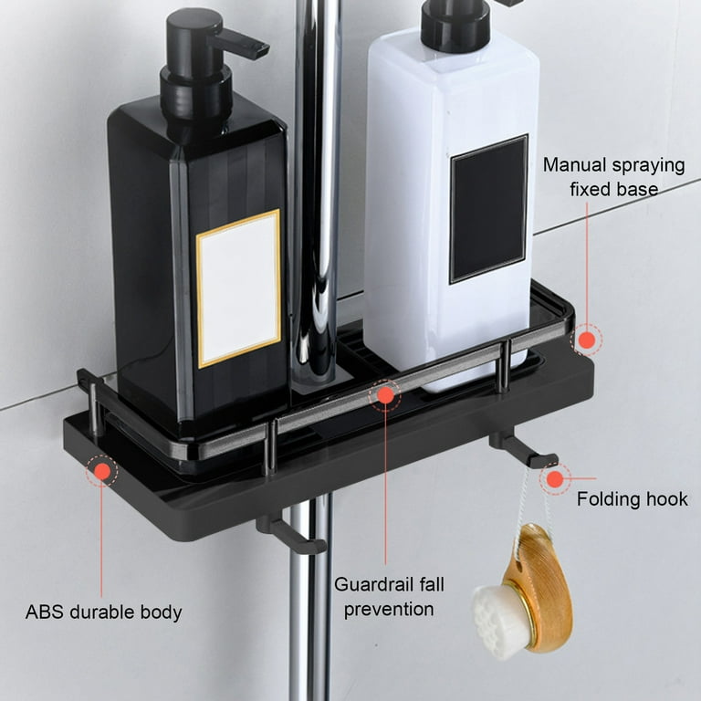 Household Tools Shower Rack Punch-free Shower Caddy Shelves Slide Bar for  Shower Head, Shampoo, Soap HolderSuitcase,with Stainless Steel Guardrail