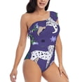 thumbnail image 5 of Balery Cute Dog One Shoulder Swimsuits for Women Ruffle Swimsuits Tummy Control One Shoulder Bathing Suits-X-Large, 5 of 8