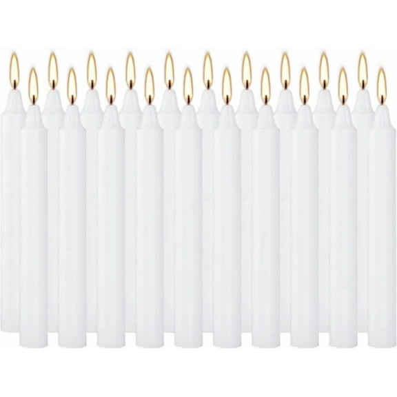 White Taper Candle 20 Bulk, Unscented Dripless Chimes Candle, H 4 Inch For Chris