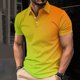 thumbnail image 3 of Camisa Casual de Impresión de Gradiente de los Hombres, Top de Solapa de Manga Corta en Tela de Malla Ligera para el Aire Libre Y el Ocio, Blusa de Suéter Elegante, 3 of 7