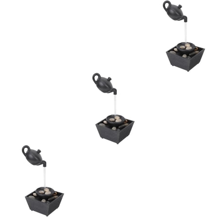 3 Sets Fountains Teapot Decoration Office 27x11.5cm Black