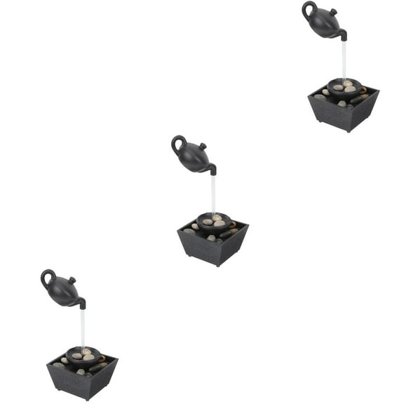 3 Sets Fountains Teapot Decoration Office 27x11.5cm Black