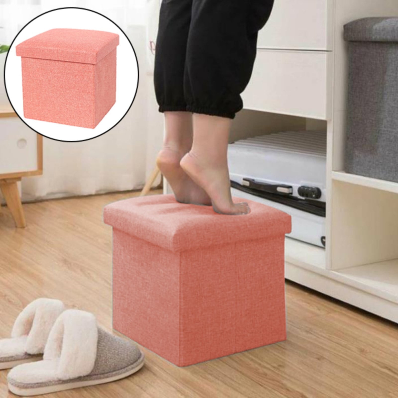 Folding Storage Ottoman Cube Saving Storage Toy Box Foot Rest