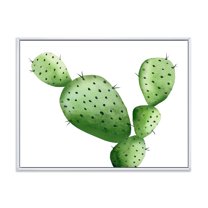 Designart 'Close Up Green Southwestern Cactus' Tropical Framed Canvas Wall Art Print