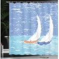 thumbnail image 4 of Ambesonne Nautical Shower Curtain, Grunge Sailboats Ocean, 69"Wx75"L, Pale Blue, 4 of 5