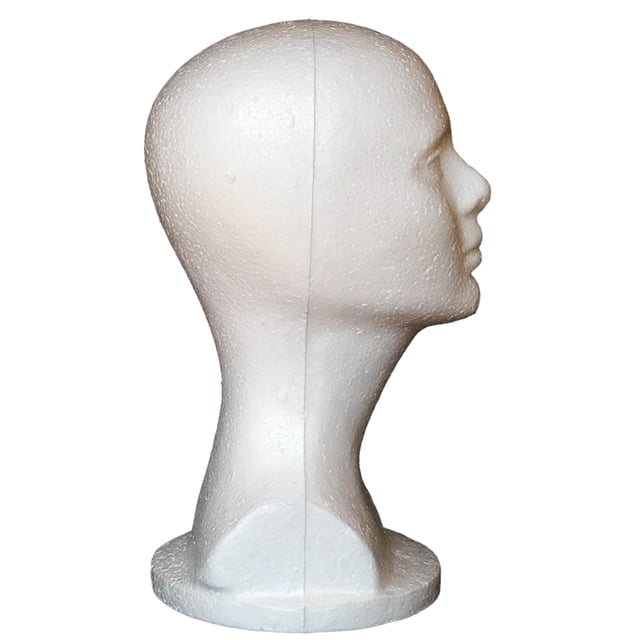 Styrofoam Chapeau Lunettes Perruque Cheveux Mannequin Support Présentoir Tête Modèle, Polyester Blanc Filet de Soin des Cheveux