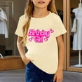 thumbnail image 2 of Toddler Girls Short Sleeve Shirts Summer Tops Fashion Casual Graphic Print Tee Shir Size 3-4T ,Beige, 2 of 4